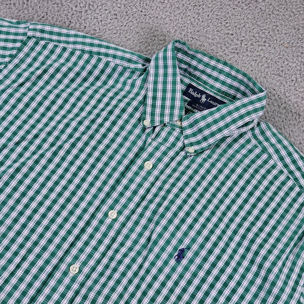 Ralph Lauren Blake Shirt Mens Large Green Short Sleeve Button Down Pony Logo